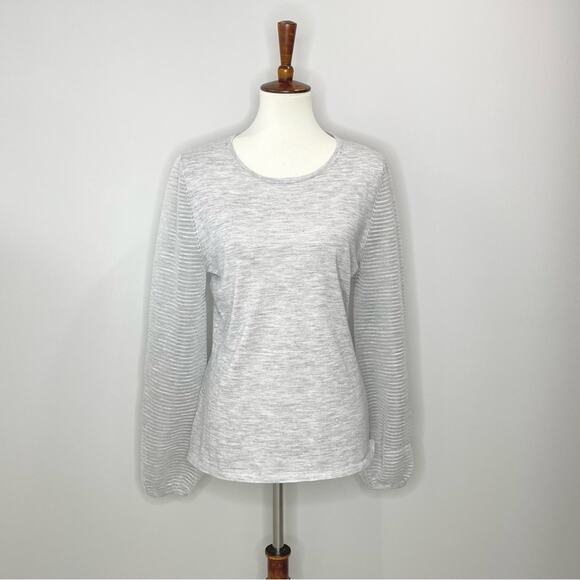 Neiman Marcus Cashmere Collection Sweater with Sheer Ottoman Sleeves Size Large - Picture 3 of 14